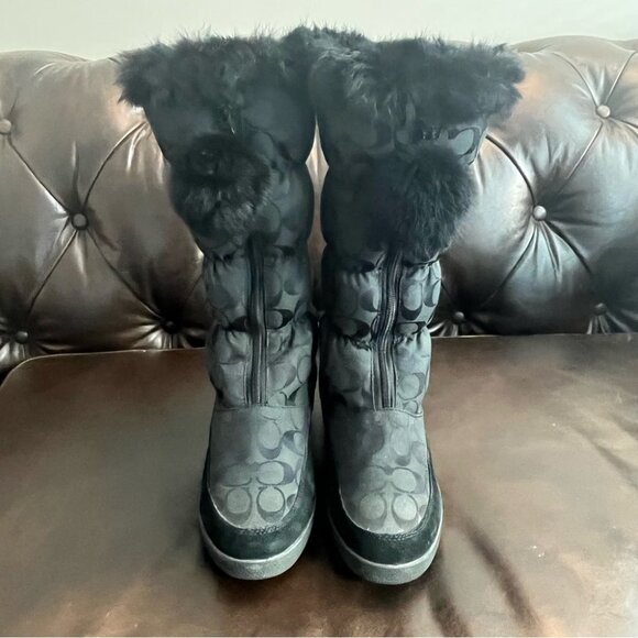 COACH THEONA SNOW BOOT BLACK SIGNATURE WINTER BOOT size 11B - Picture 5 of 7